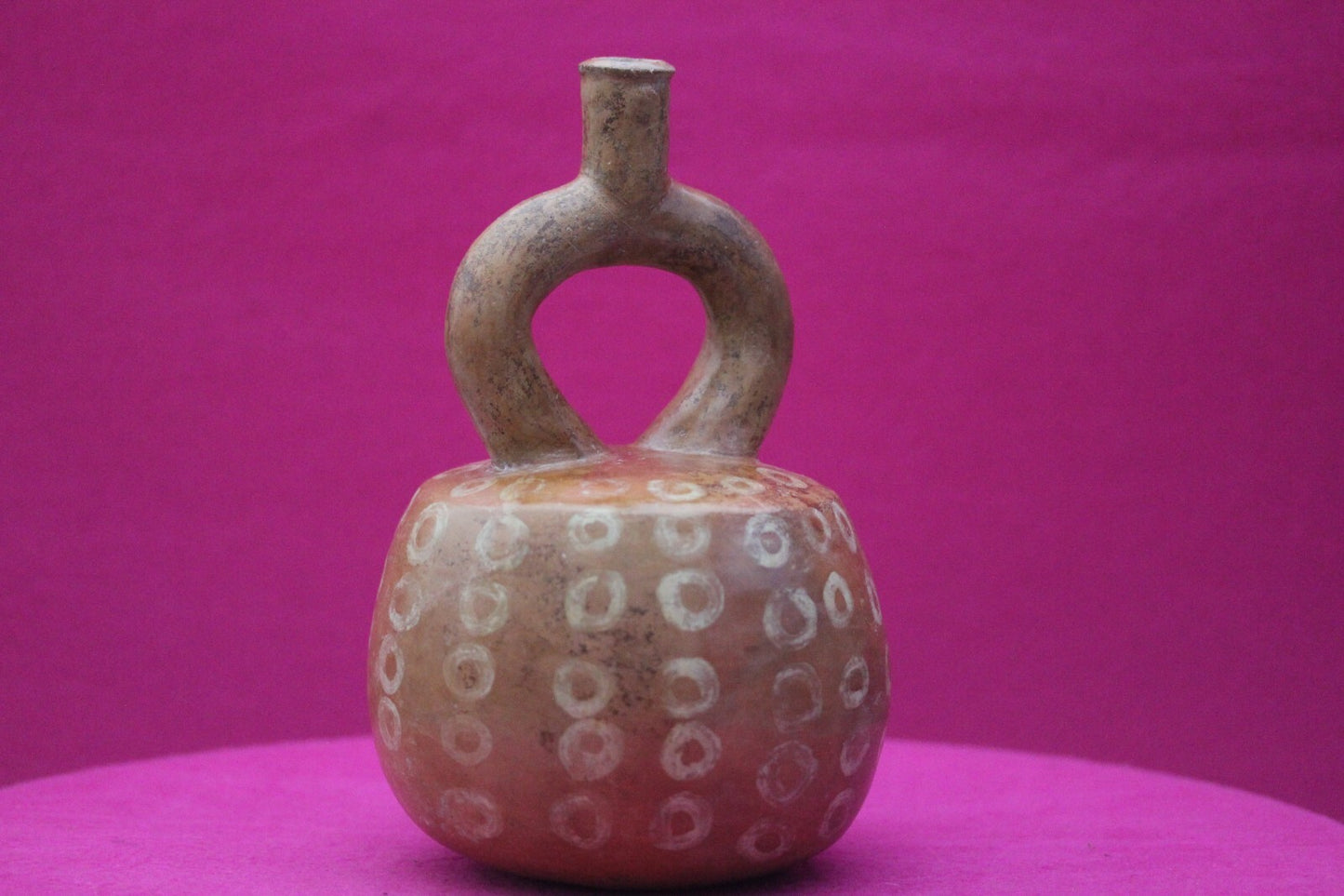 Authentic Pre Columbian Artifact Stirrup Pottery Vessel 1200AD Moche Peru T81