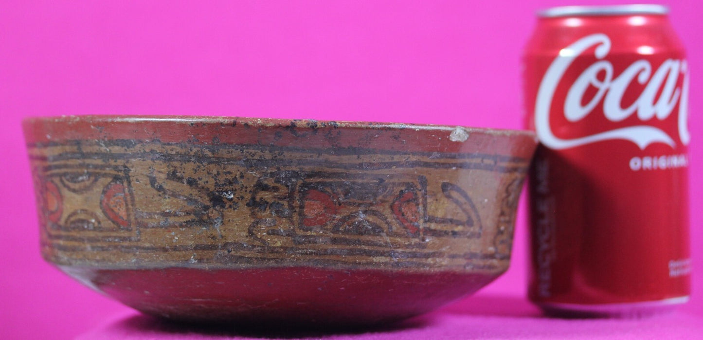 Authentic Pre Columbian Artifact Decorated Mayan Bowl 250 900 AD Yucatan COA T1