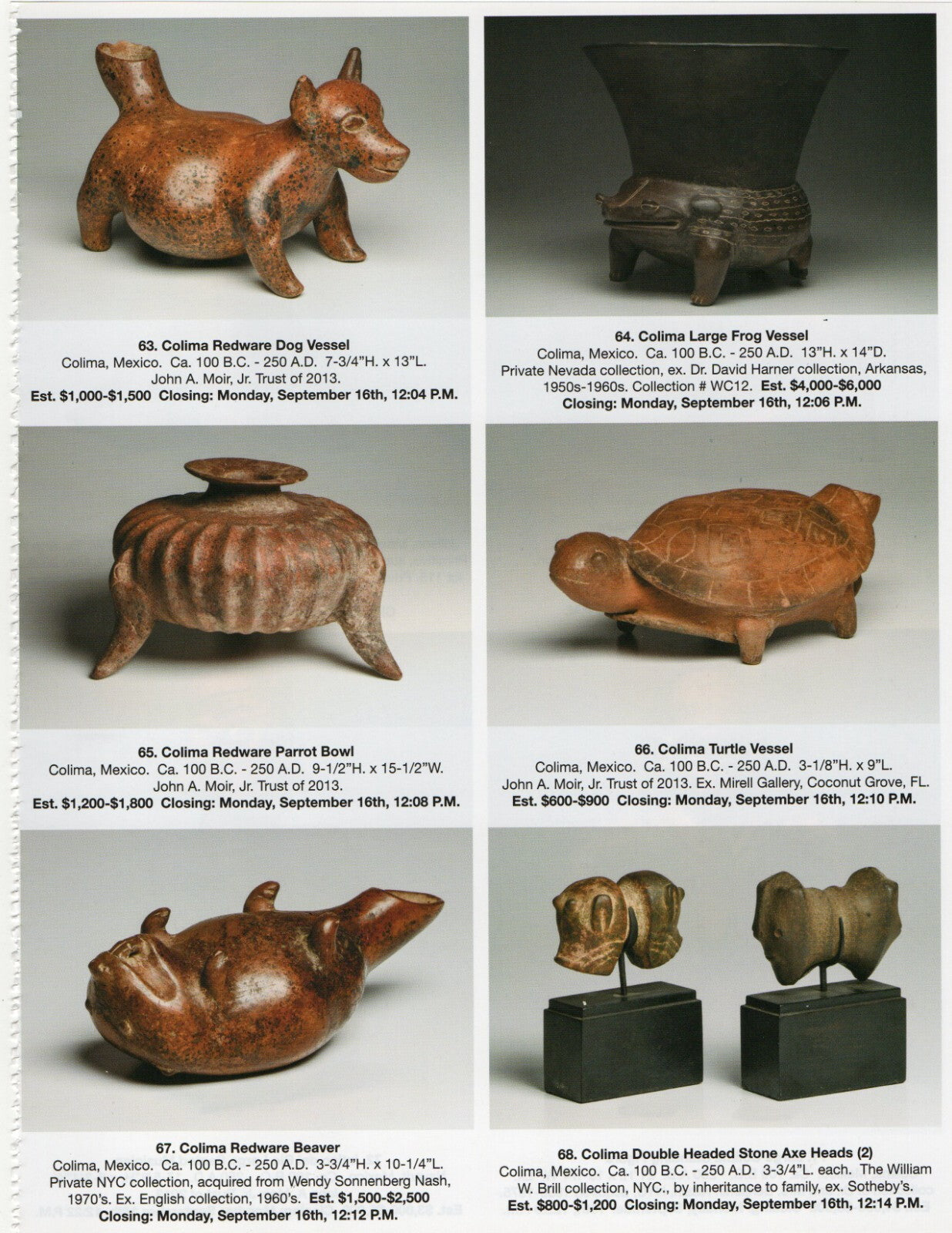Pre Columbian Artifacts Price & Value Guide Arte Primitivo Auction Catalog #94