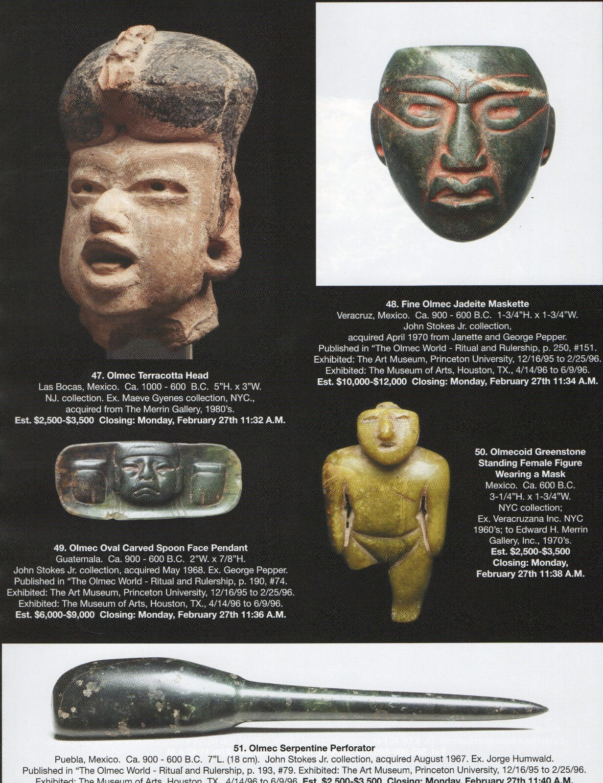 Pre Columbian Artifacts Price & Value Guide Arte Primitivo Auction Catalog 109