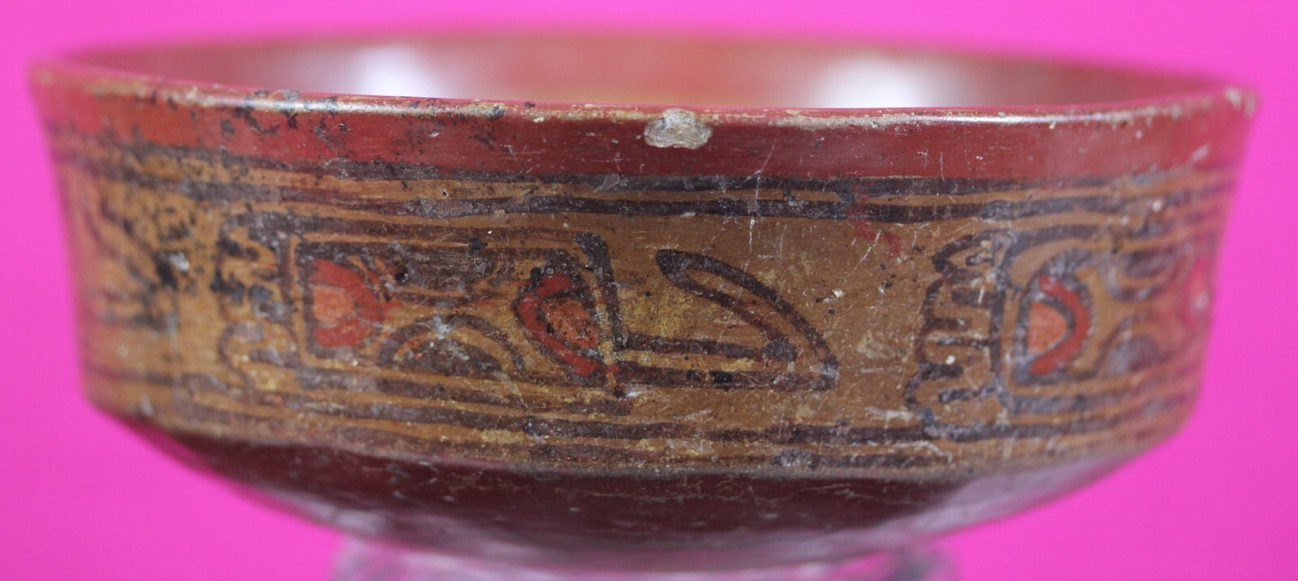 Authentic Pre Columbian Artifact Decorated Mayan Bowl 250 900 AD Yucatan COA T1