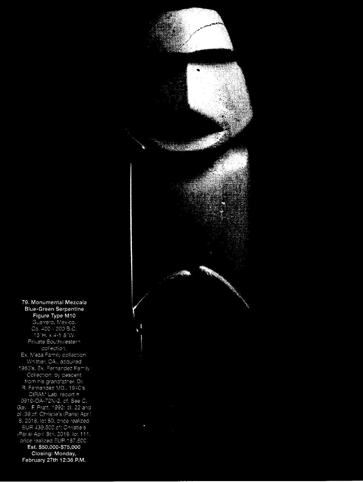 Pre Columbian Artifacts Price & Value Guide Arte Primitivo Auction Catalog 109