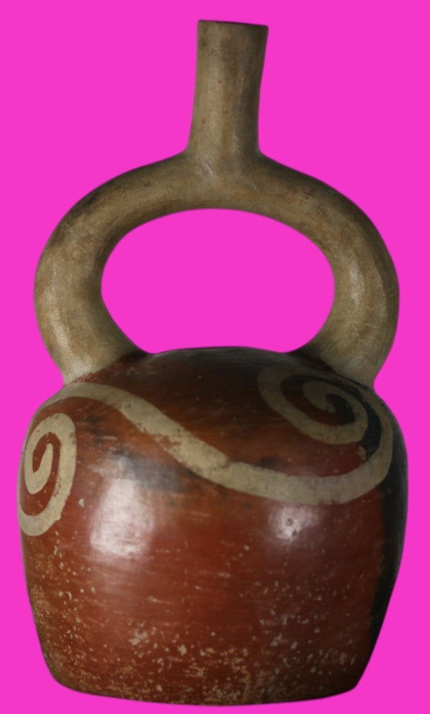 Pre Columbian Authentic Artifact Stirrup Vessel Moche Peru 100-850 AD COA J05