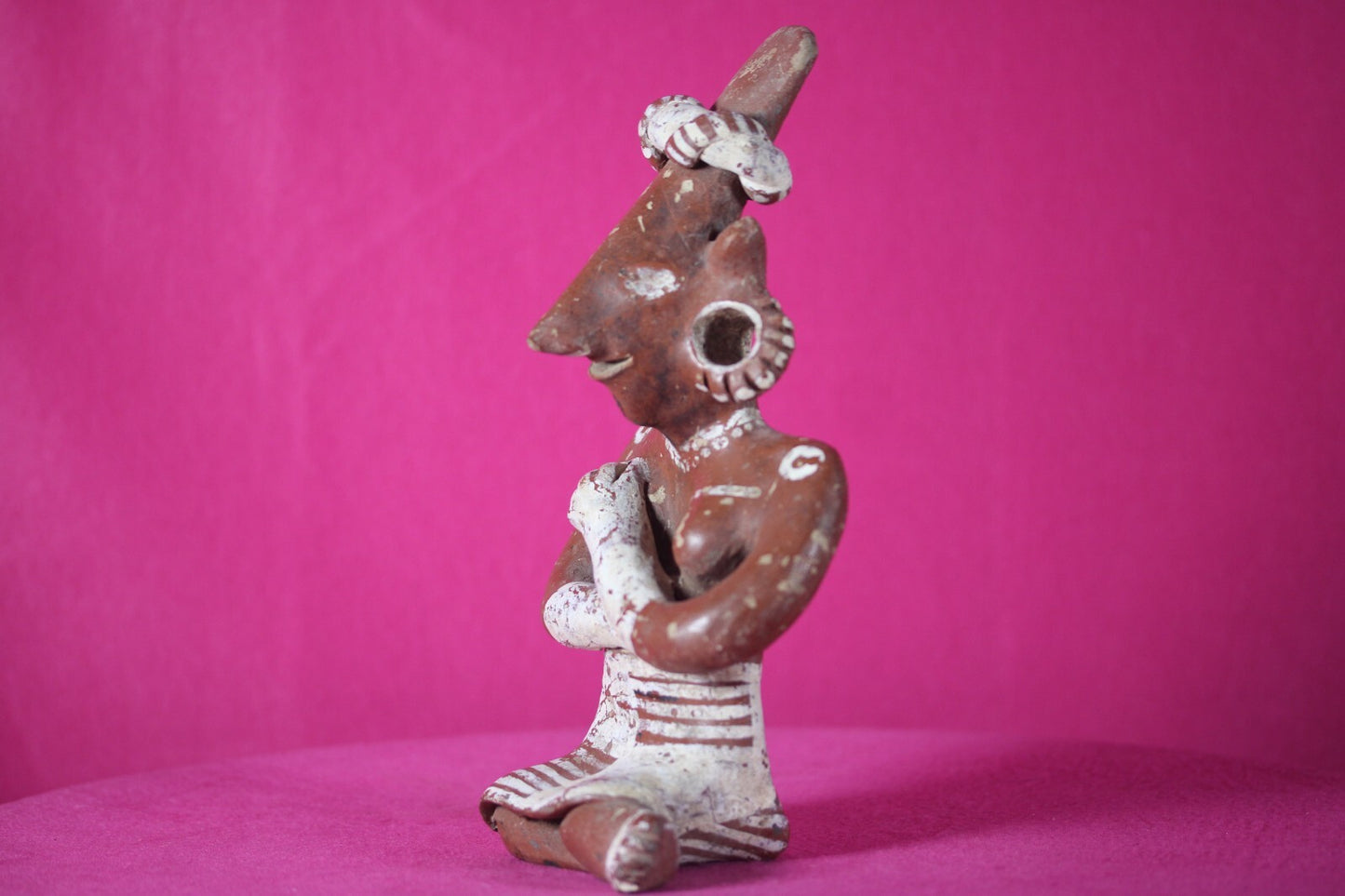 Authentic Pre Columbian Artifact Goat Face Woman Jalisco Ex Arte Primitivo T104