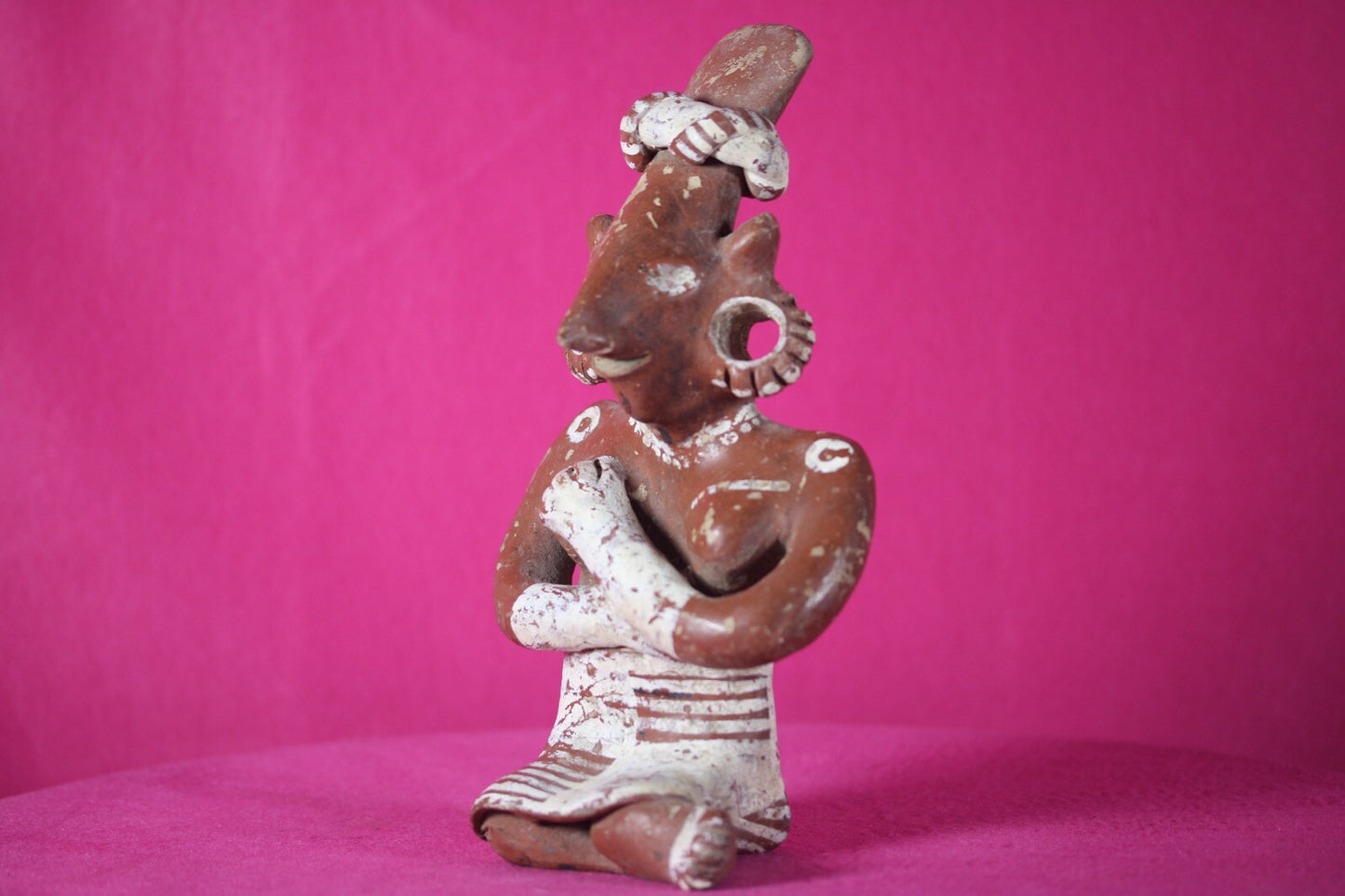 Authentic Pre Columbian Artifact Goat Face Woman Jalisco Ex Arte Primitivo T104