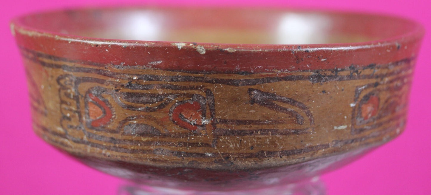 Authentic Pre Columbian Artifact Decorated Mayan Bowl 250 900 AD Yucatan COA T1