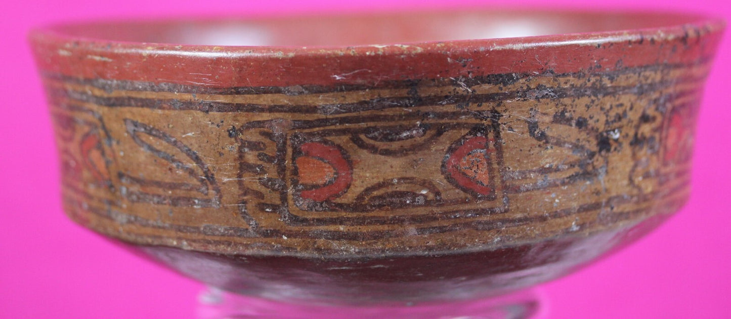 Authentic Pre Columbian Artifact Decorated Mayan Bowl 250 900 AD Yucatan COA T1