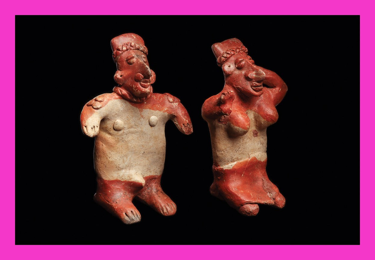 Authentic Pre Columbian Artifact  Two Jalisco Figures Mexico Arte Primitivo T124