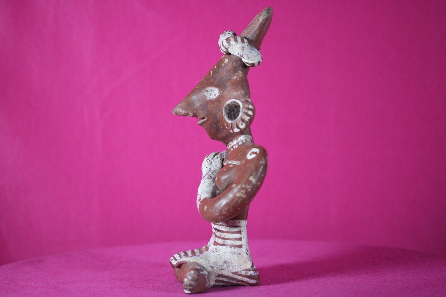 Authentic Pre Columbian Artifact Goat Face Woman Jalisco Ex Arte Primitivo T104