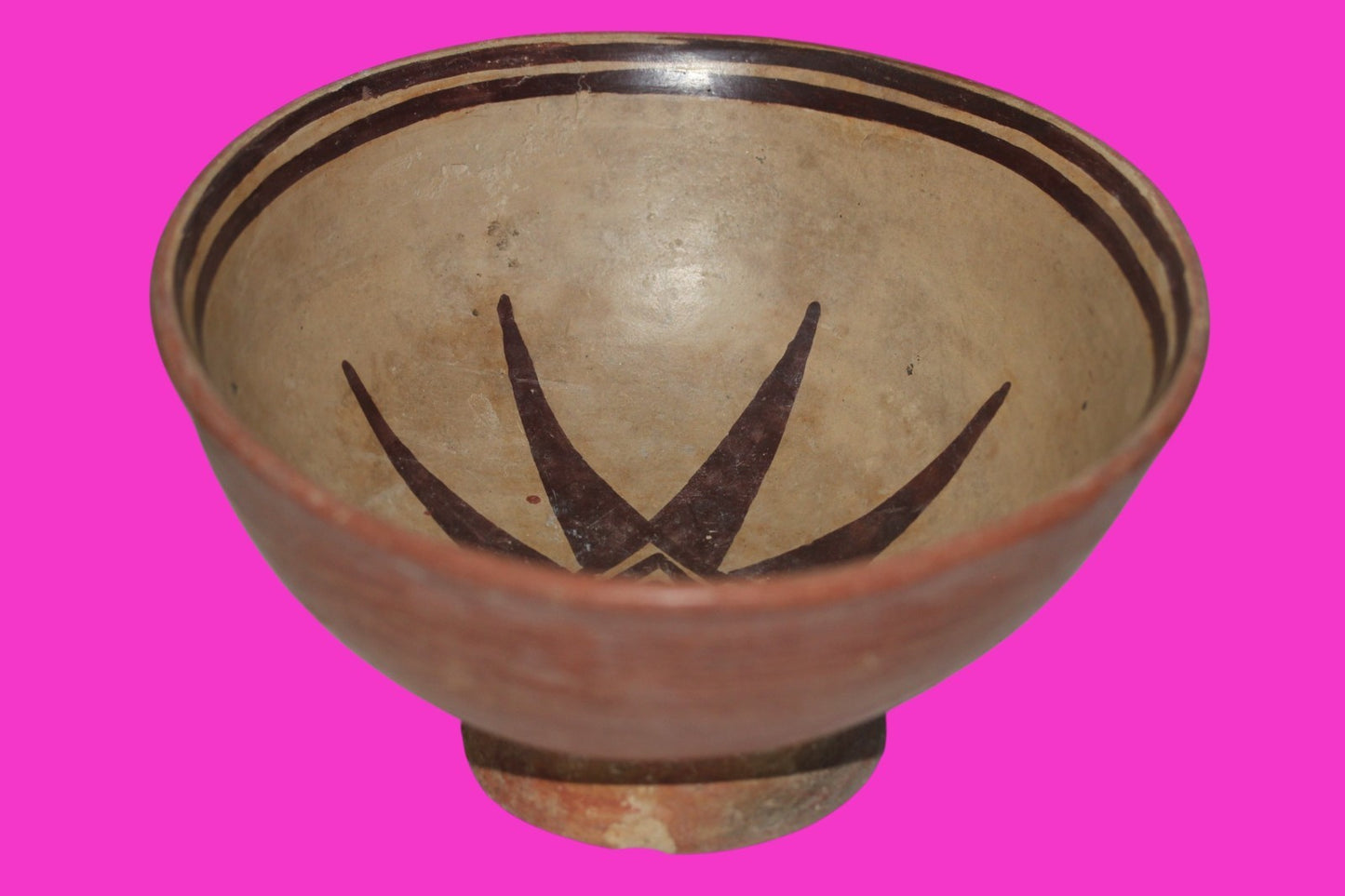 Pre Columbian Authentic Artifact Pedestal Bowl Nazca Peru 500 to 800 AD COA J53