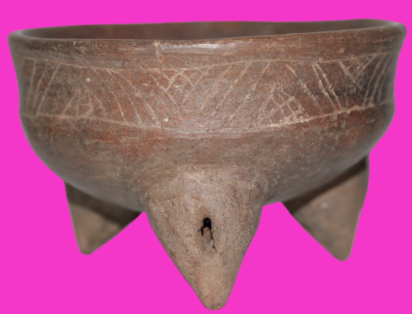Pre Columbian Authentic Artifact Michoacan Tripod Rattle Bowl Mexico COA J16