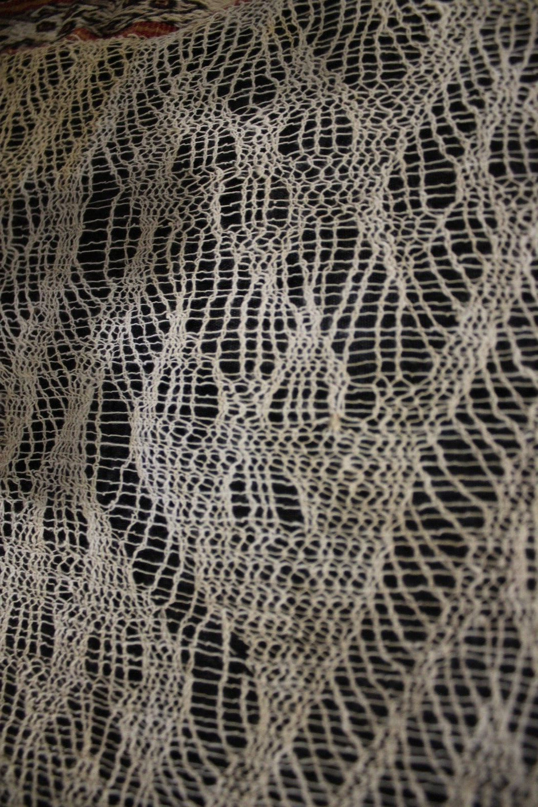 Pre Columbian Authentic Chancay Lace Textile Shroud Spooky Spirits COA