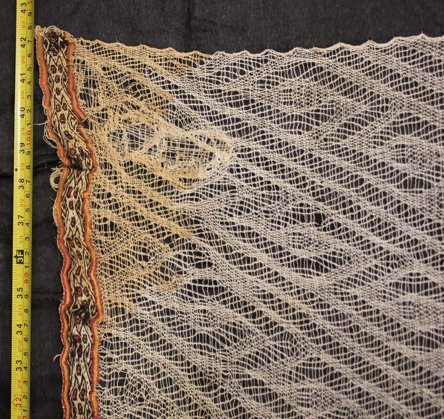 Pre Columbian Authentic Chancay Lace Textile Shroud Spooky Spirits COA