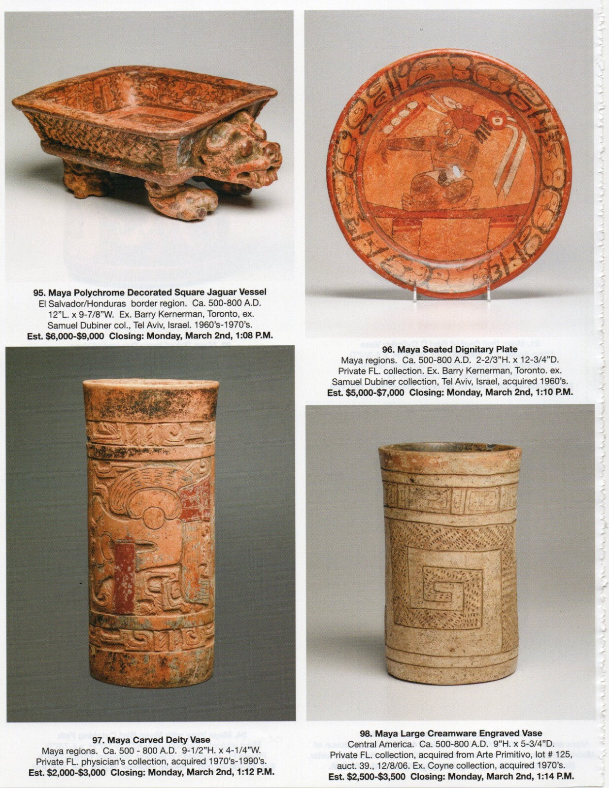 Pre Columbian Artifacts Price & Value Guide Arte Primitivo Auction Catalog #97