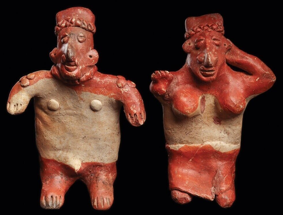 Authentic Pre Columbian Artifact  Two Jalisco Figures Mexico Arte Primitivo T124