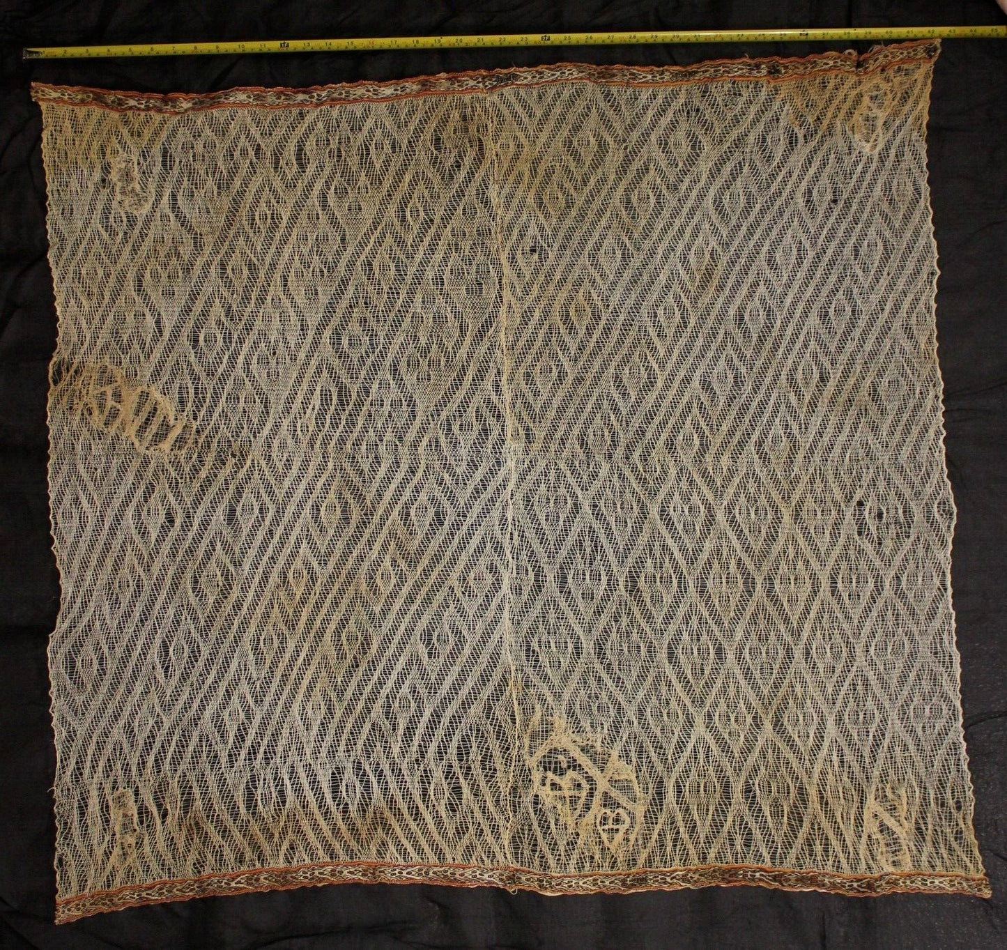 Pre Columbian Authentic Chancay Lace Textile Shroud Spooky Spirits COA