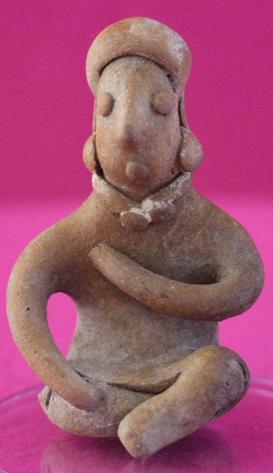 Pre Columbian Authentic Artifact Rare Seated Tomb Figure Colima Mexico COA 187