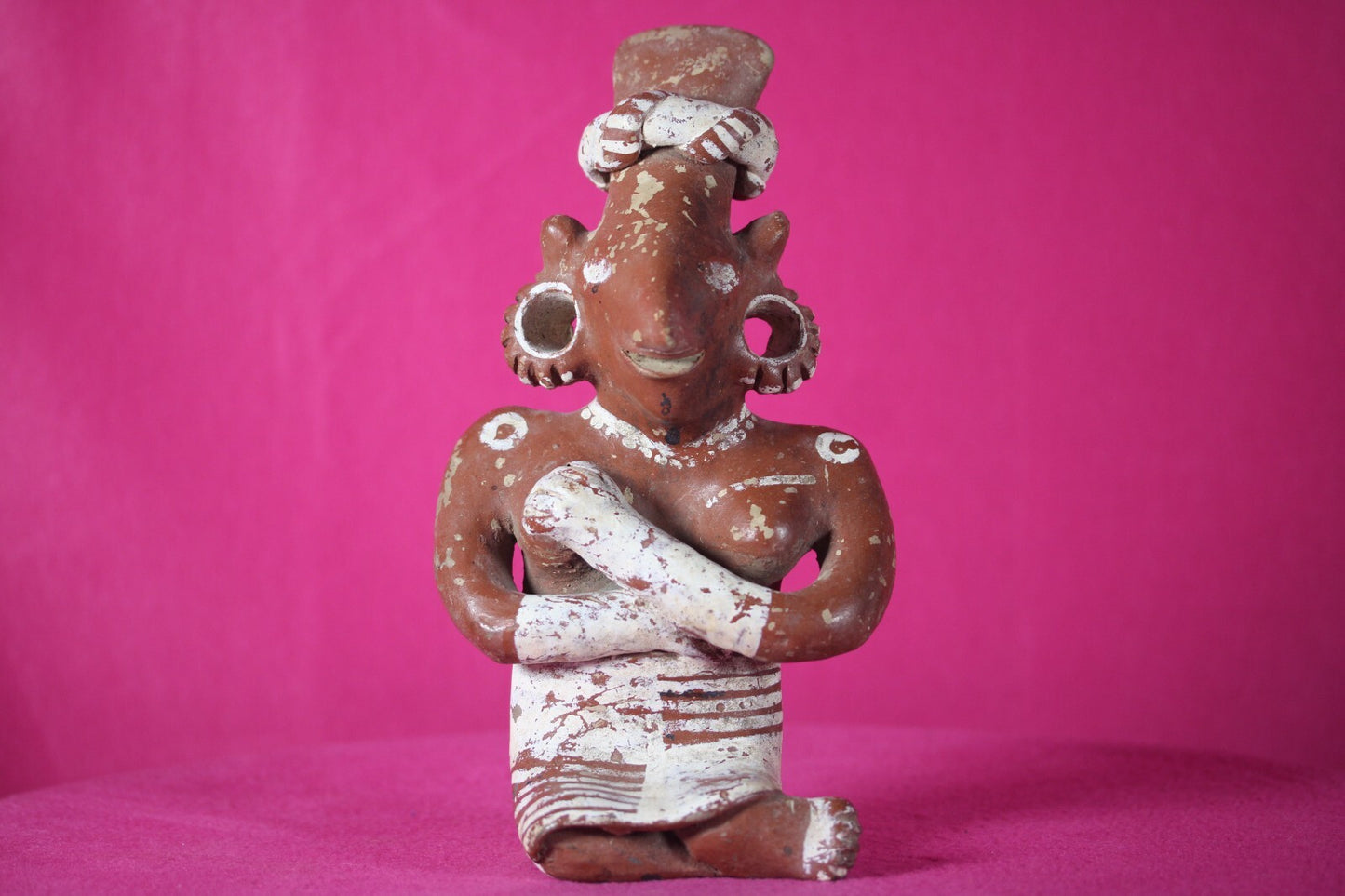 Authentic Pre Columbian Artifact Goat Face Woman Jalisco Ex Arte Primitivo T104