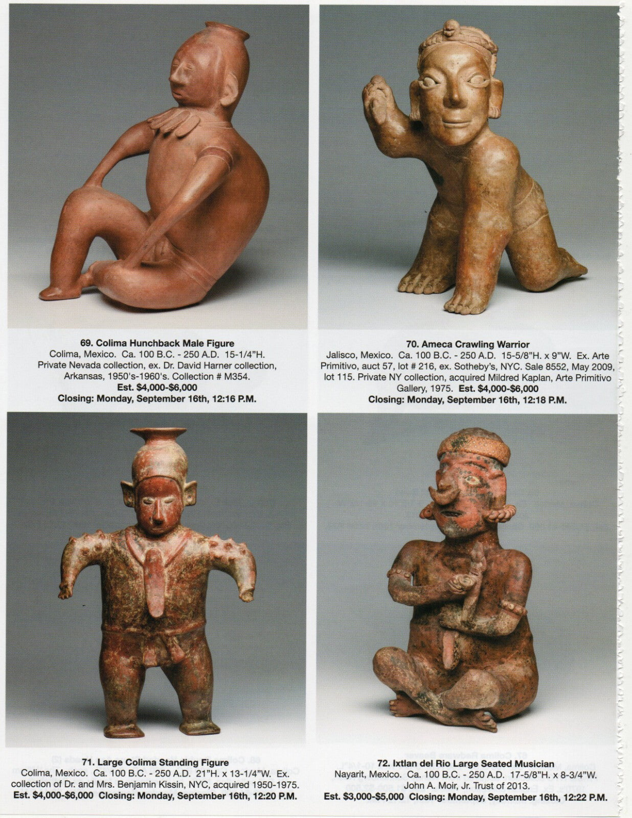 Pre Columbian Artifacts Price & Value Guide Arte Primitivo Auction Catalog #94