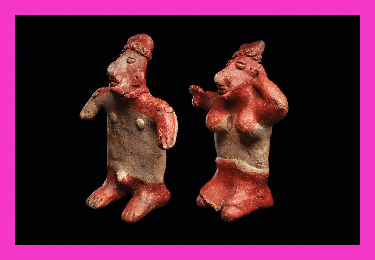 Authentic Pre Columbian Artifact  Two Jalisco Figures Mexico Arte Primitivo T124